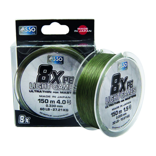 ASSO PE 8X Light Games 150m 0,148mm 16lb GREEN