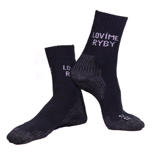 LOVÍME RYBY - Ponožky zimní vel. 26 - 27, šedo/černé